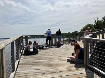 writers on a dock