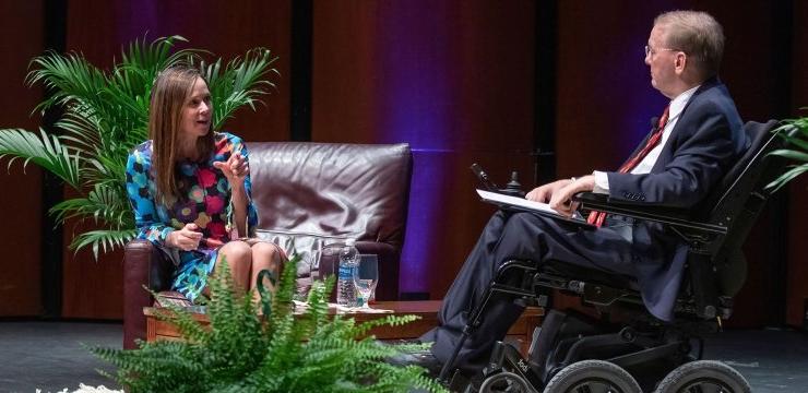 Jim Langevin and Jen Easterly in a fireside chat